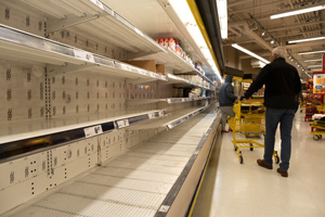 Empty grocery shelves