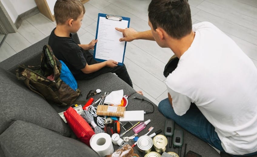 Man and Son Doing Supplies Inventory